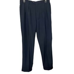 RON CHERESKIN HI-RISE CUFFED FRONT PLEAT DRESS PANTS, MENS, 36X32, BLACK, ZIP